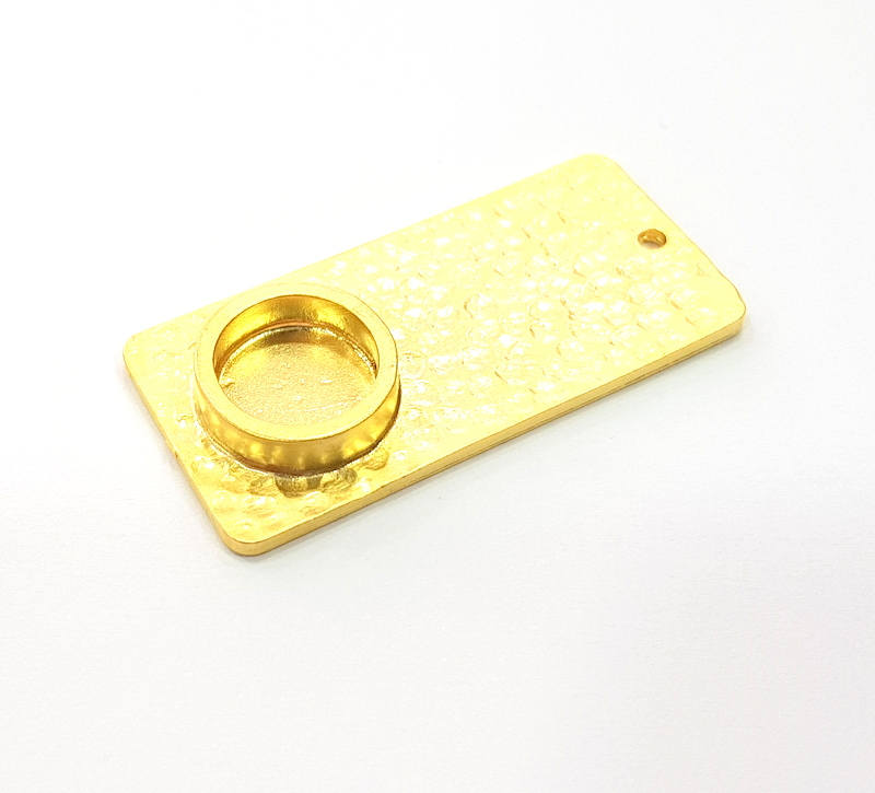 Hammared Blank Charm Gold Pendant Gold Plated Metal (10mm blank)  G11348