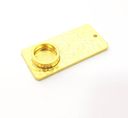 Hammared Blank Charm Gold Pendant Gold Plated Metal (10mm blank)  G11348