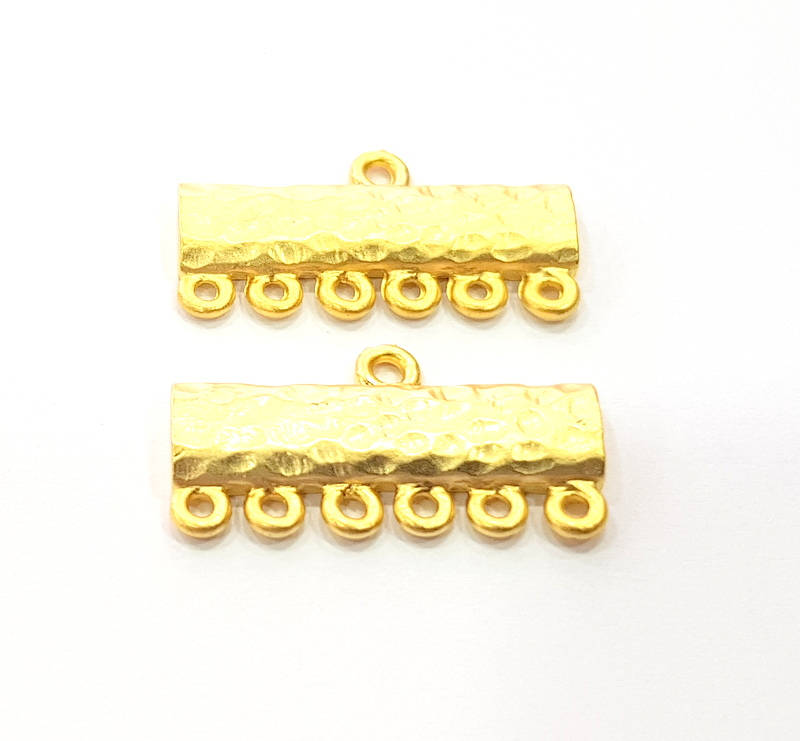 2 Gold End Bar Connector Gold Plated Metal (25x13mm)  G11356