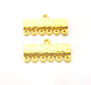 2 Gold End Bar Connector Gold Plated Metal (25x13mm)  G11356