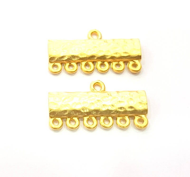 2 Gold End Bar Connector Gold Plated Metal (25x13mm)  G11356
