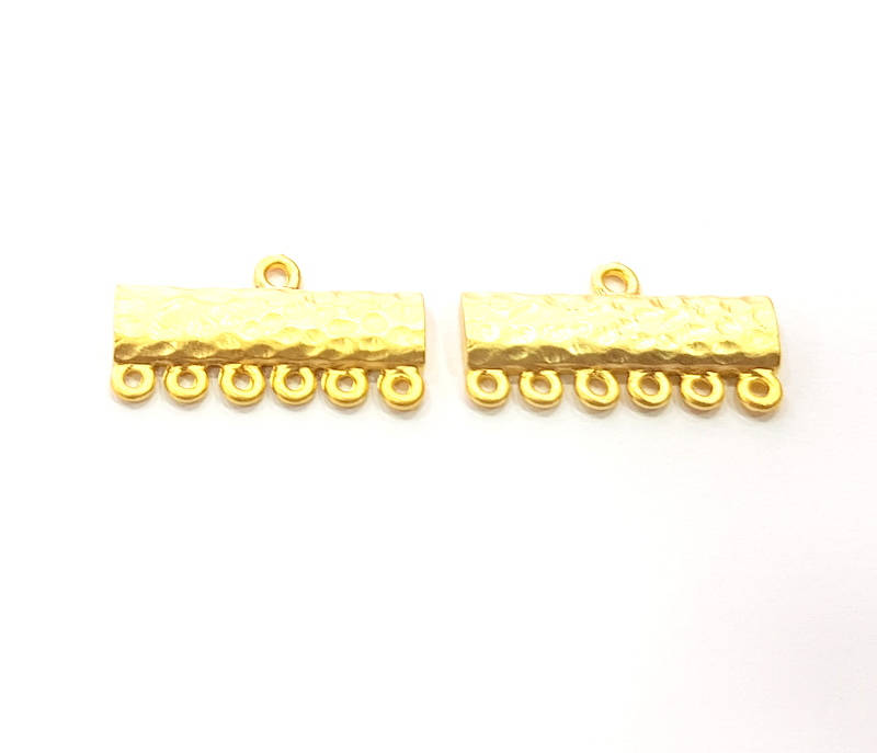 2 Gold End Bar Connector Gold Plated Metal (25x13mm)  G11356