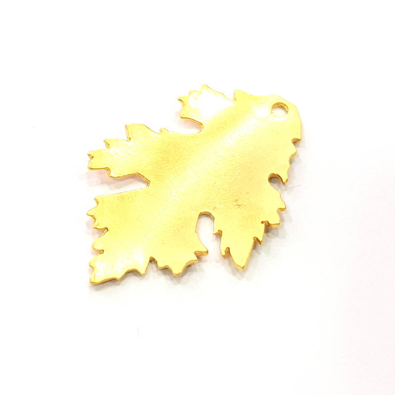 2 Leaf Charms Gold Plated Metal (40x26mm)  G11363