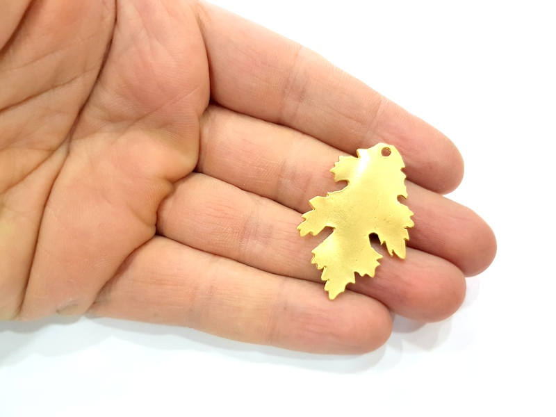 2 Leaf Charms Gold Plated Metal (40x26mm)  G11363