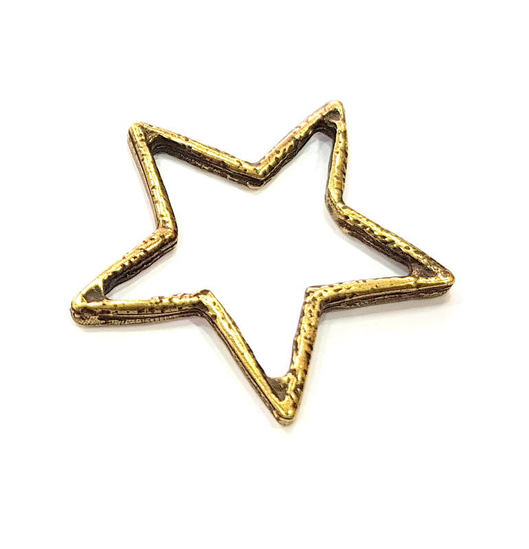 5 Star Charm Antique Bronze Charm Antique Bronze Plated Metal (40mm) G13820
