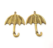 2 Umbrella Charm Antique Bronze Charm Antique Bronze Plated Metal (45x30mm) G11365