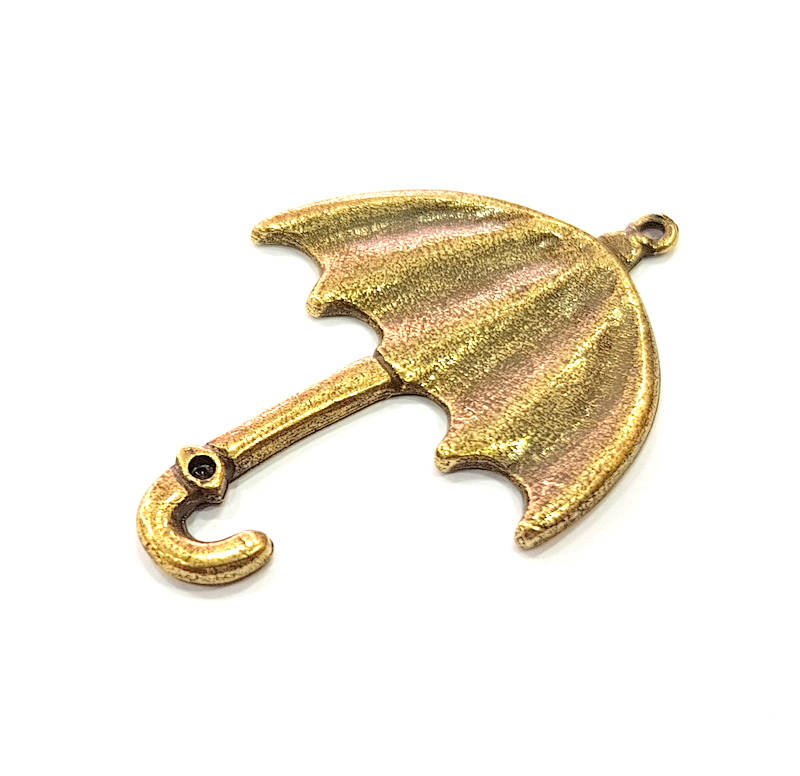2 Umbrella Charm Antique Bronze Charm Antique Bronze Plated Metal (45x30mm) G11365