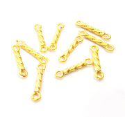 20 Ringed Rod Connector Twisted Connector Gold Plated Metal (20x3mm)  G11366