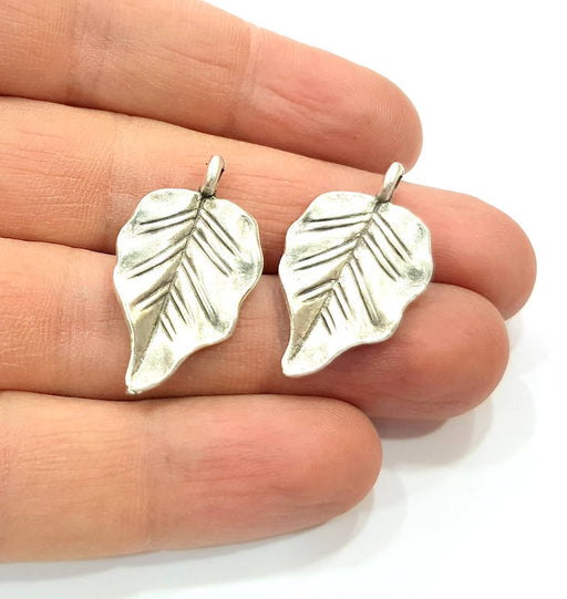 4 Leaf Charm Silver Charms Antique Silver Plated Metal (32x17mm) G11367