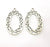 2 Oval Frame Charm Silver Charms Antique Silver Plated Metal (48x29mm) G11383