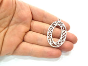 2 Oval Frame Charm Silver Charms Antique Silver Plated Metal (48x29mm) G11383