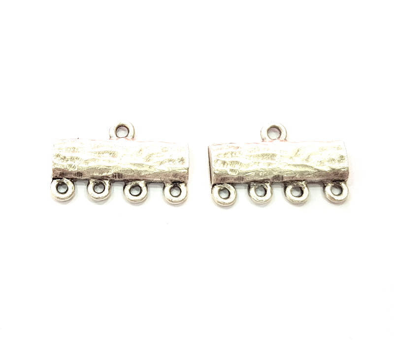 8 Silver End Bar Connector Antique Silver Plated Metal (20x13mm) G14921