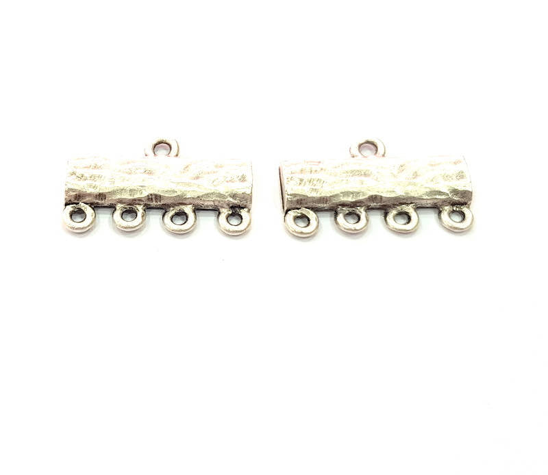 8 Silver End Bar Connector Antique Silver Plated Metal (20x13mm) G14921