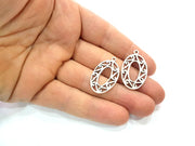 4 Oval Frame Charm Silver Charms Antique Silver Plated Metal (32x19mm) G11393