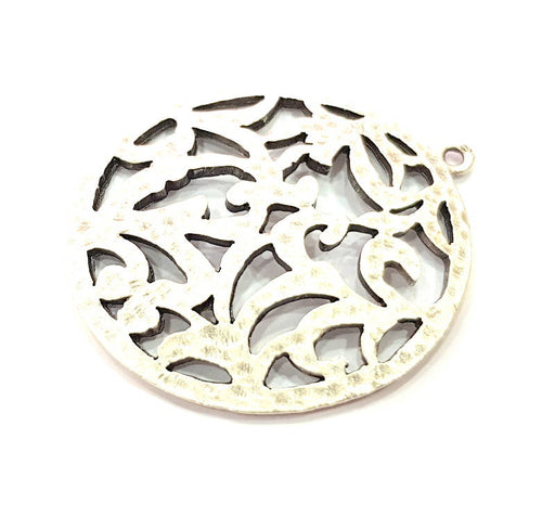 2 Silver Charms Antique Silver Plated Metal (36mm) G11401