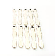 10 Silver Charms Antique Silver Plated Metal (32x5mm) G11403