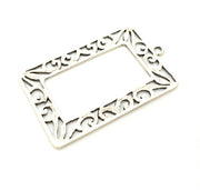 Rectangle Frame Pendant Silver Pendant Antique Silver Plated Metal (60x36mm) G11408