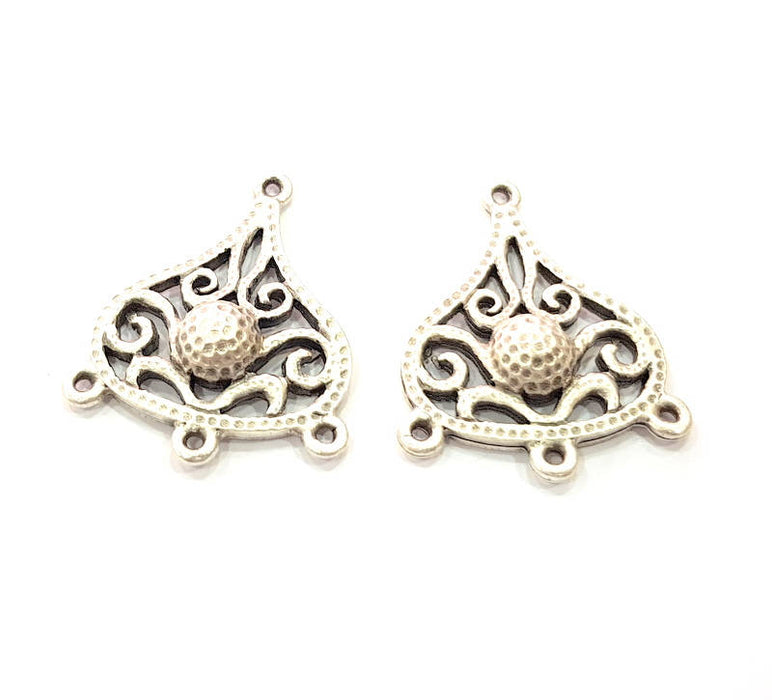 2 Silver Connector Charms Antique Silver Plated Metal (34x26mm) G11409