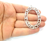 2 Oval Charms Silver Charms Antique Silver Plated Metal (61x40mm) G11411