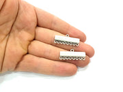 4 Silver End Bar Connector Antique Silver Plated Metal (30x13mm) G11422