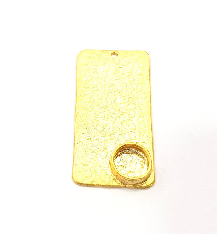 Gold Pendant Blank Mosaic Base inlay Blank Necklace Blank Resin Blank Mountings Gold Plated Brass ( 10mm blank ) G9579