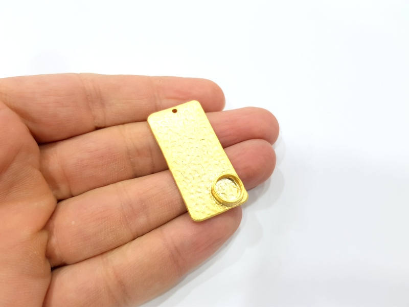 Gold Pendant Blank Mosaic Base inlay Blank Necklace Blank Resin Blank Mountings Gold Plated Brass ( 10mm blank ) G9579