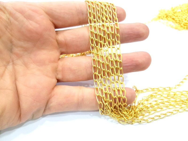 Gold Chain Gold Plated Chain 1 Meter - 3.3 Feet  (7x3 mm) G9583