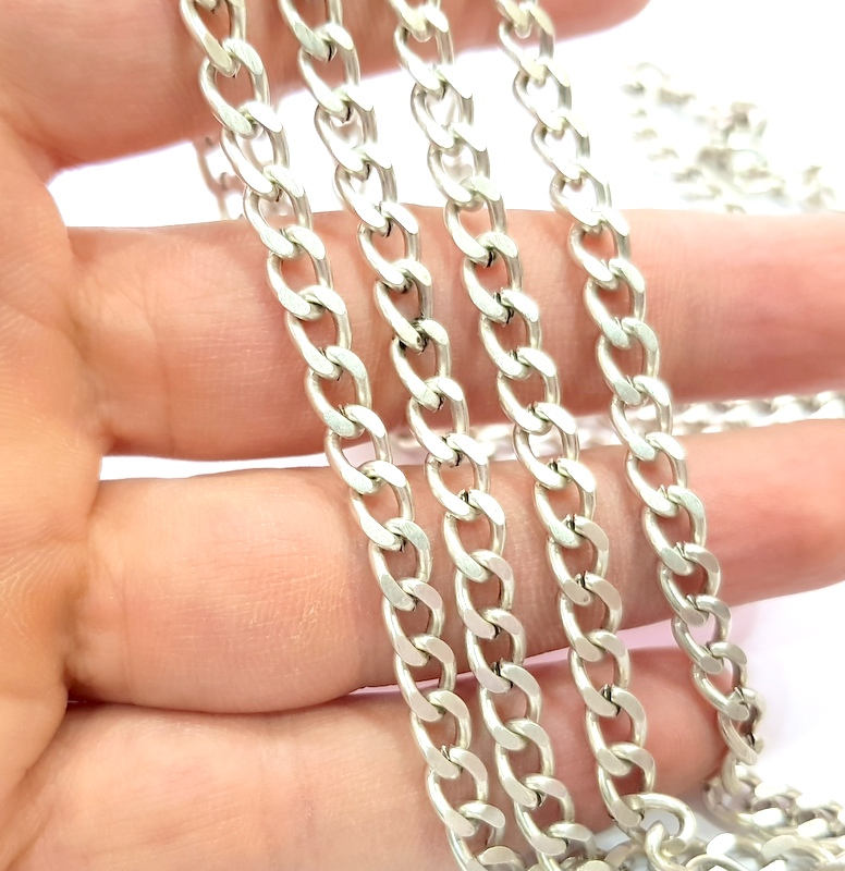 Silver Chain Silver Flat Chain Antique Silver Plated Chain  1 Meter - 3.3 Feet (8x5 mm) G9585