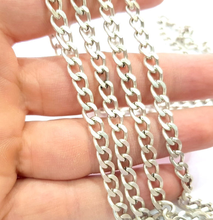 Silver Chain Silver Flat Chain Antique Silver Plated Chain  1 Meter - 3.3 Feet (8x5 mm) G9585