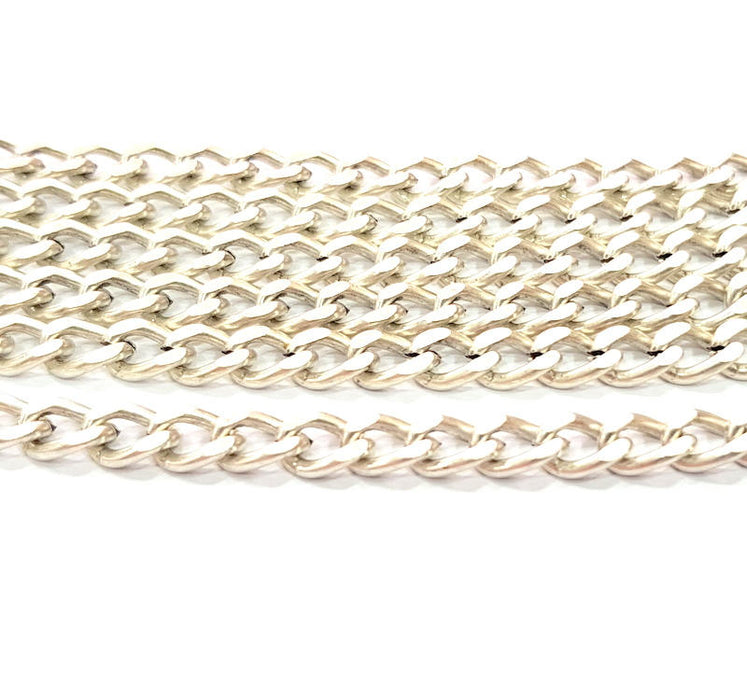 Silver Chain Silver Flat Chain Antique Silver Plated Chain  1 Meter - 3.3 Feet (8x5 mm) G9585