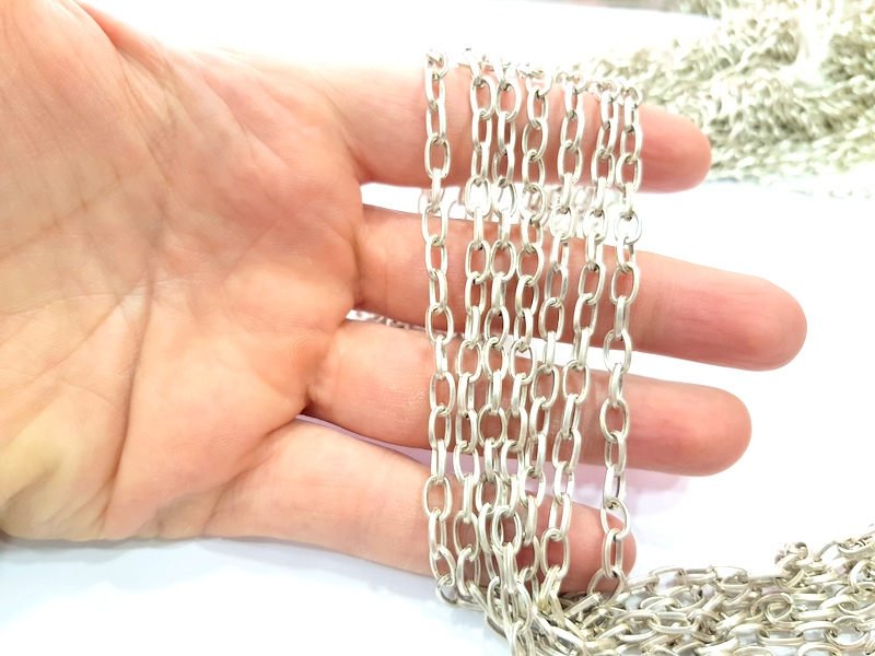 Silver Chain Antique Silver Plated Chain  1 Meter - 3.3 Feet (8x5mm) G9587