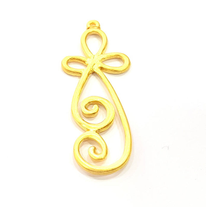 2 Curved Wire Motif Charms Matte Gold Charms  (58x18mm)  G9821