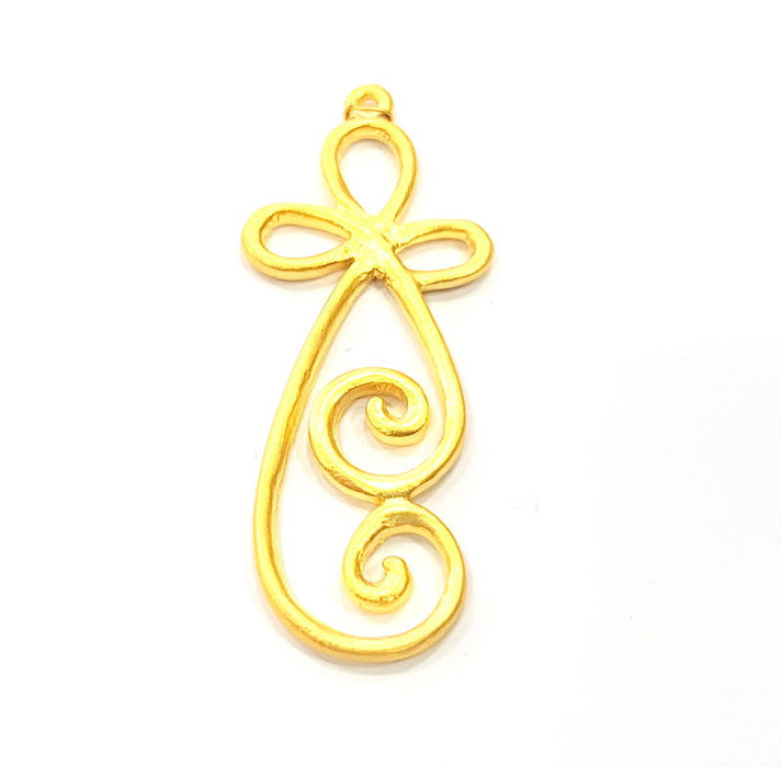 2 Curved Wire Motif Charms Matte Gold Charms  (58x18mm)  G9821