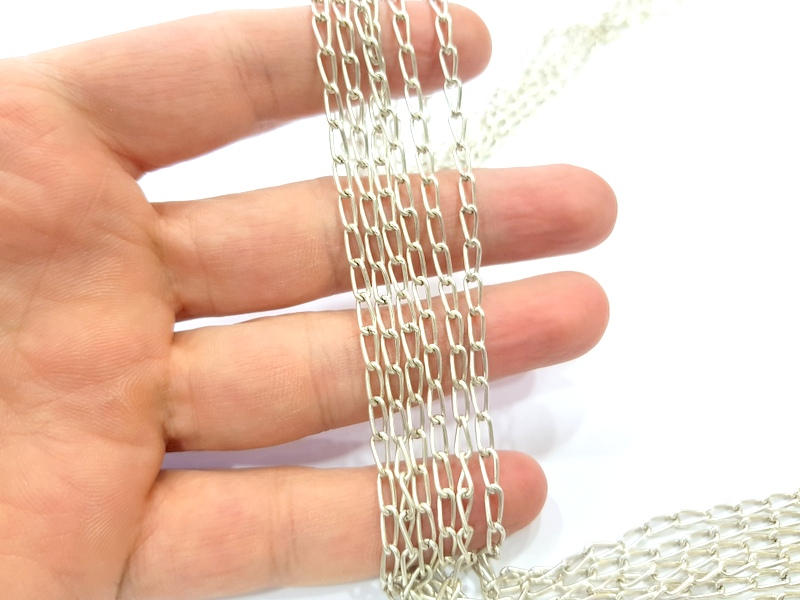 Silver Chain Antique Silver Plated Chain  1 Meter - 3.3 Feet (7x3mm) G9622