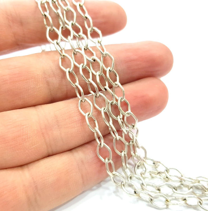 Silver Chain Antique Silver Plated Chain  1 Meter - 3.3 Feet (8x5mm) G9627