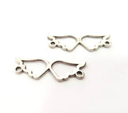 10 Wing Charms Connector Antique Silver Plated Charms (28x10mm) G9628