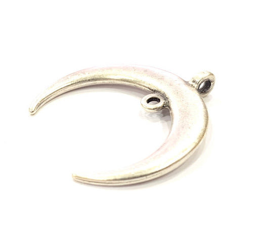 4 Crescent Pendant Silver Moon Pendant Antique Silver Plated Pendants  (41x39mm)  G9631