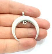 Crescent Pendant Silver Moon Pendant Antique Silver Plated Pendants  (41x39mm)  G9631
