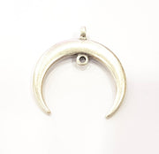 Crescent Pendant Silver Moon Pendant Antique Silver Plated Pendants  (41x39mm)  G9631