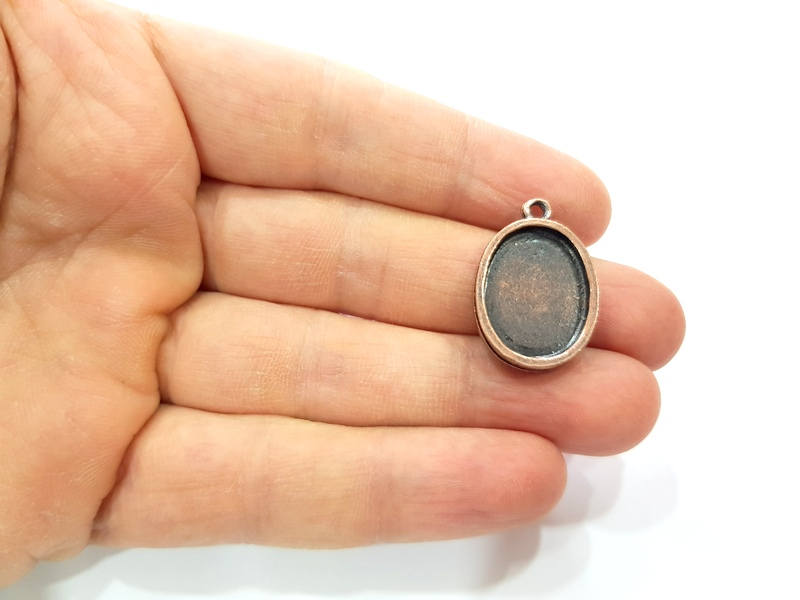 4 Copper Pendant Blank Mosaic Base inlay Blank Necklace Blank Resin Mountings Antique Copper Plated Metal ( 20x15 mm oval blank) G11503