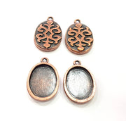 4 Copper Pendant Blank Mosaic Base inlay Blank Necklace Blank Resin Mountings Antique Copper Plated Metal ( 20x15 mm oval blank) G11503