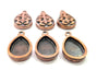 6 Copper Pendant Blank Mosaic Base inlay Blank Necklace Blank Resin Mountings Antique Copper Plated Metal ( 14x10 mm drop blank) G11504