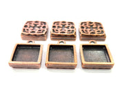 6 Copper Pendant Blank Mosaic Base inlay Blank Necklace Blank Resin Mountings Antique Copper Plated Metal ( 12x12 mm square blank) G11506