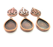 6 Copper Pendant Blank Mosaic Base inlay Blank Necklace Blank Resin Mountings Antique Copper Plated Metal ( 18x13 mm drop blank) G11507