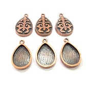 6 Copper Pendant Blank Mosaic Base inlay Blank Necklace Blank Resin Mountings Antique Copper Plated Metal ( 18x13 mm drop blank) G11507