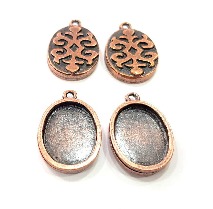 6 Copper Pendant Blank Mosaic Base inlay Blank Necklace Blank Resin Mountings Antique Copper Plated Metal ( 18x13 mm oval blank) G11508