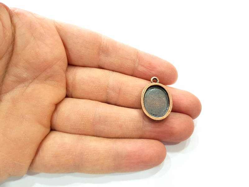 6 Copper Pendant Blank Mosaic Base inlay Blank Necklace Blank Resin Mountings Antique Copper Plated Metal ( 18x13 mm oval blank) G11508