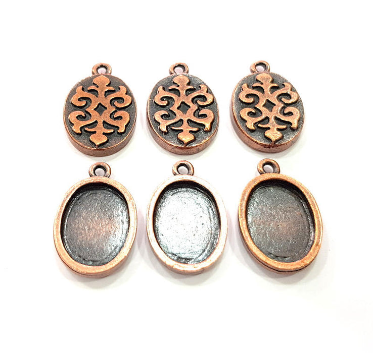 6 Copper Pendant Blank Mosaic Base inlay Blank Necklace Blank Resin Mountings Antique Copper Plated Metal ( 18x13 mm oval blank) G11508