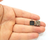 6 Copper Pendant Blank Mosaic Base inlay Blank Necklace Blank Resin Mountings Antique Copper Plated Metal ( 10x10 mm square blank) G11510