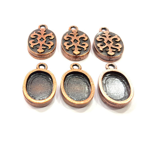 6 Copper Pendant Blank Mosaic Base inlay Blank Necklace Blank Resin Mountings Antique Copper Plated Metal ( 14x10 mm oval blank) G11513